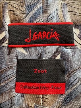 J. Garcia 100% Silk Men's Tie "Zoot" Collection Fifty-Four Abstract Blue Gray
